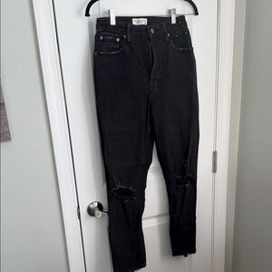 Abercrombie Black High-Waisted Distressed Jeans